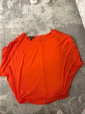 bebe Orange Dolman Sleeve Tunic with Braided Trim